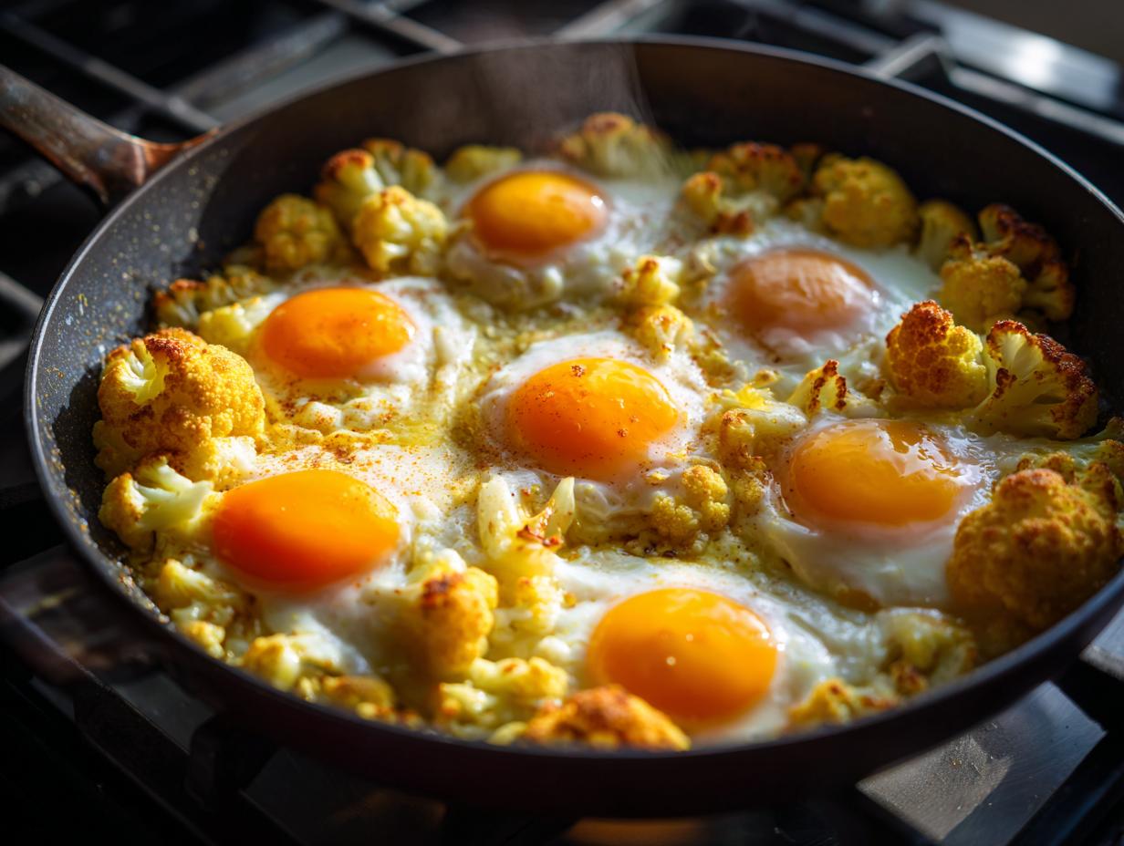 6 Amazing Cauliflower and Curry Baked Eggs 4 Cauliflower and Curry Baked Eggs