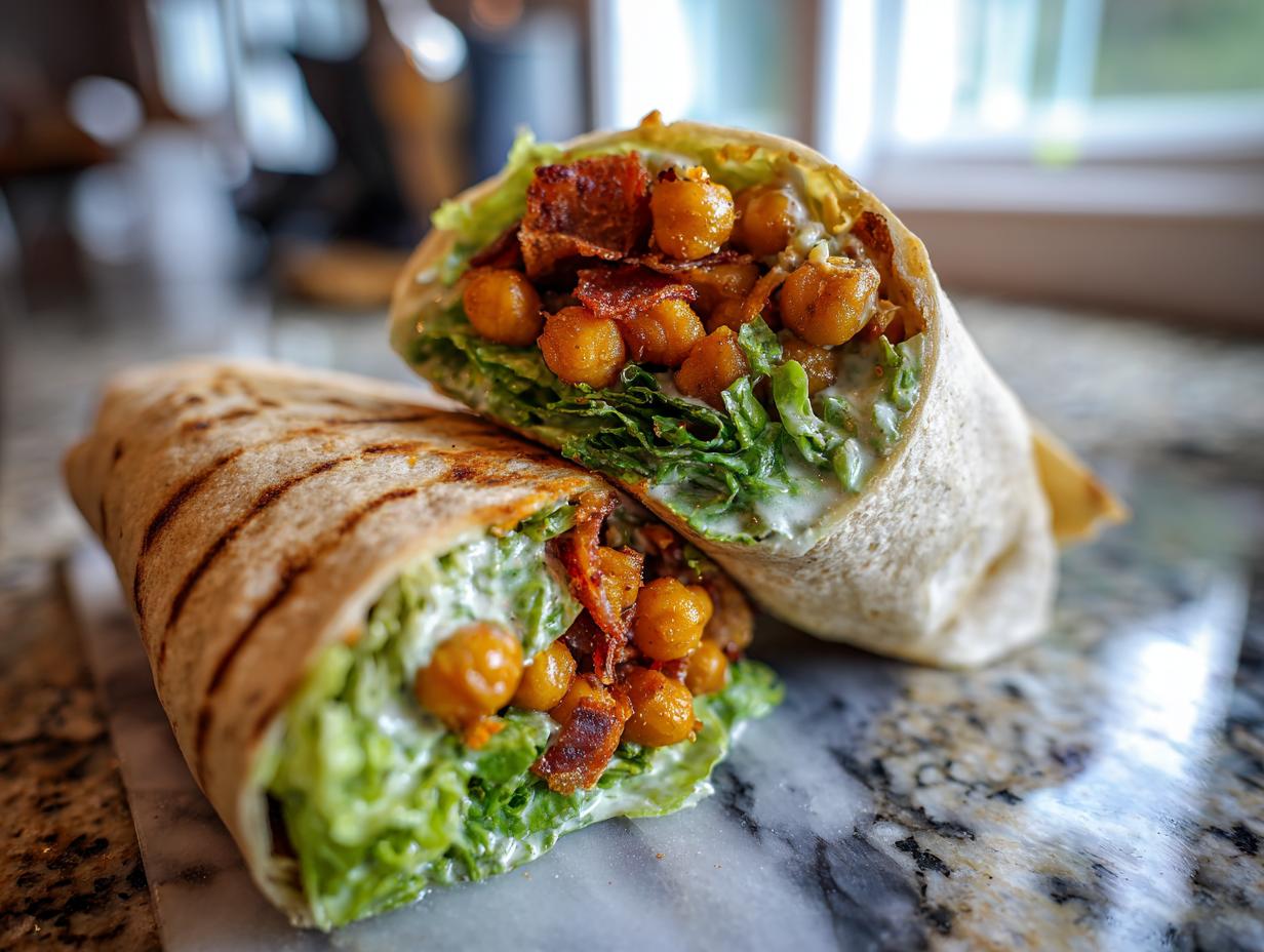 Super easy 15-minute Chickpea Caesar Salad Wraps 4 Chickpea Caesar Salad Wraps2026