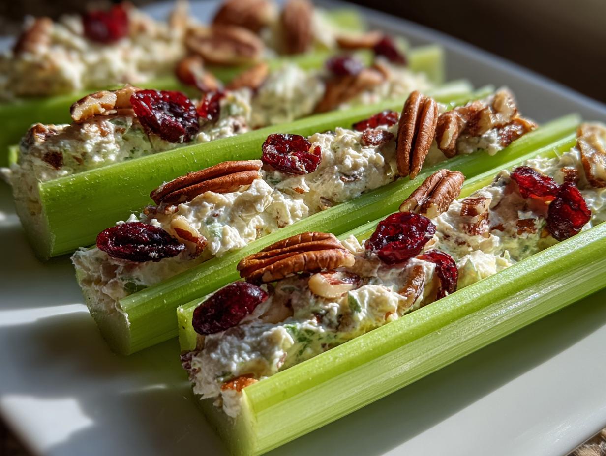 Amazing 15-Minute Cranberry Pecan Cream Cheese Stuffed Celery 4 Cranberry Pecan Cream Cheese Stuffed Celery