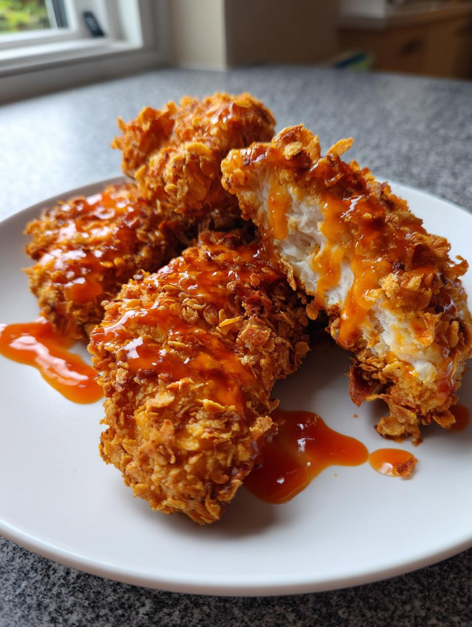Amazing 4-Ingredient Crispy Cornflake Chicken 8 Crispy Cornflake Chicken with Spicy Honey Glaze - detail 3