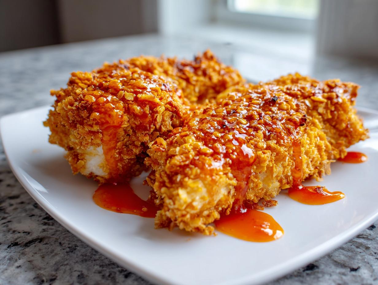 Amazing 4-Ingredient Crispy Cornflake Chicken 5 Crispy Cornflake Chicken with Spicy Honey Glaze