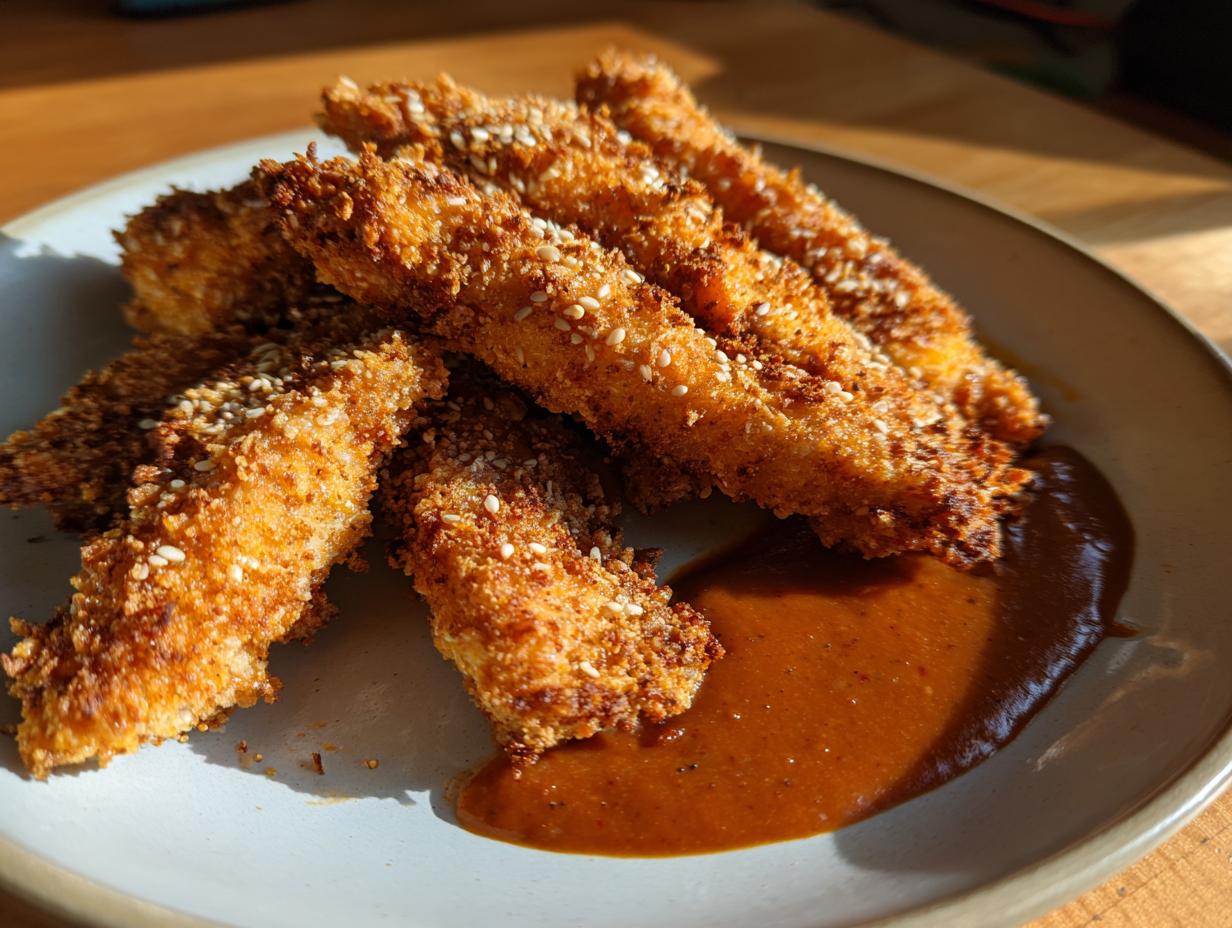 Amazing 30-Minute Crispy Sesame Chicken Fingers 5 Crispy Sesame Chicken Fingers with Spicy Peanut Sauce