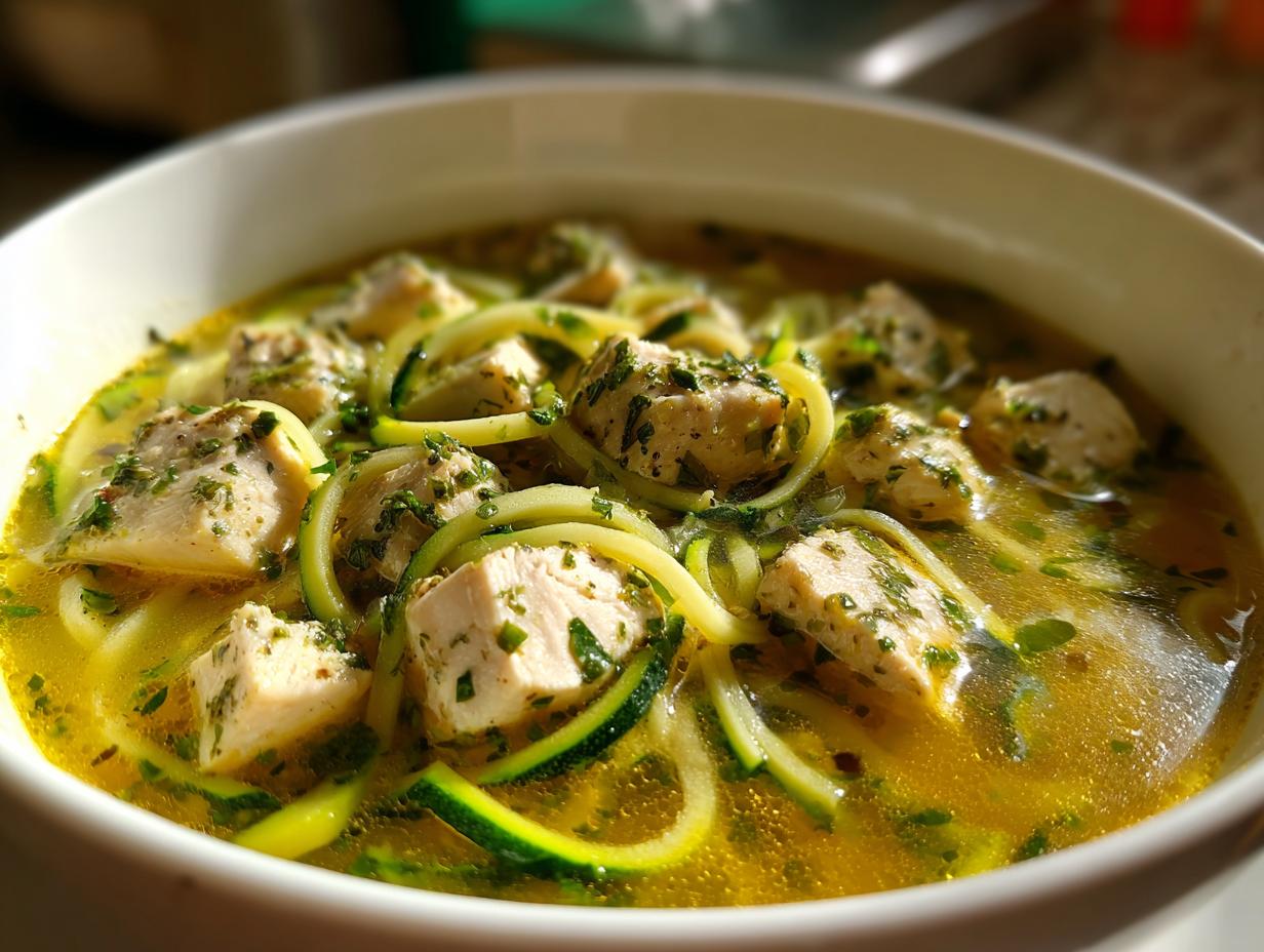 Amazing Garlic Herb Chicken and Zucchini Noodle Soup 4 Garlic Herb Chicken and Zucchini Noodle Soup