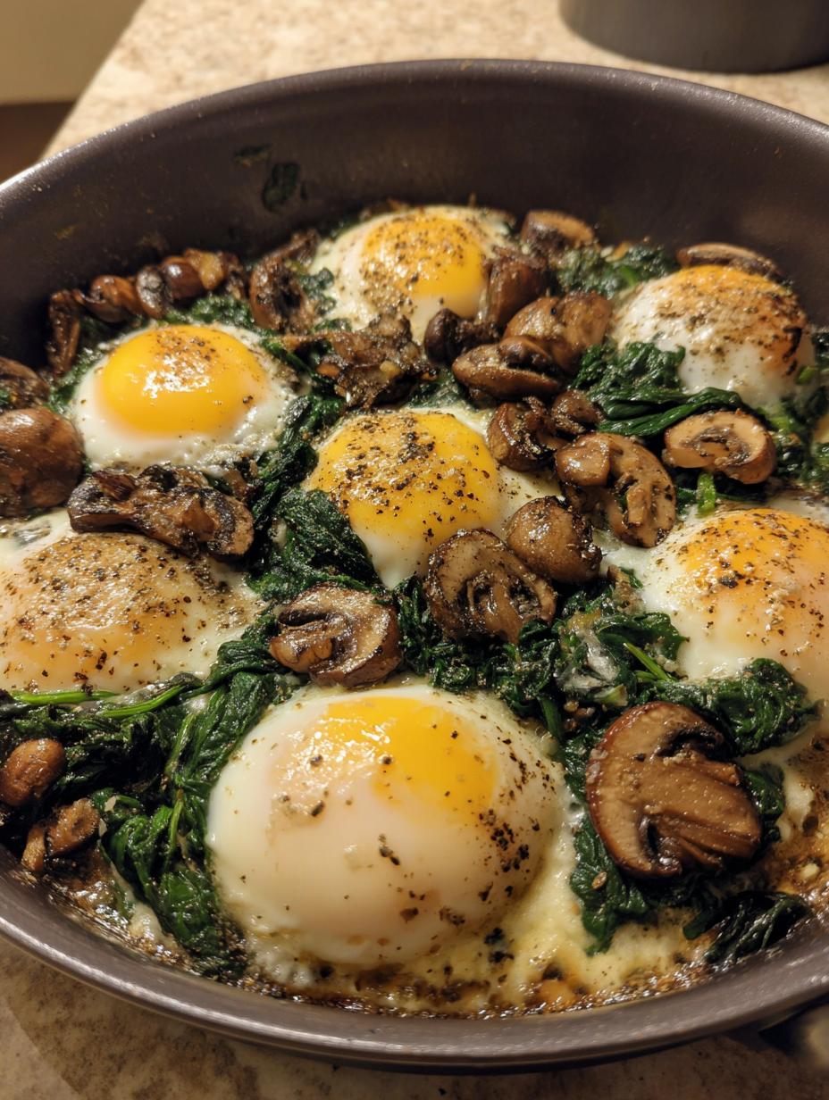 Mushroom and Spinach Baked Eggs: 1 Amazing Meal 6 Mushroom and Spinach Baked Eggs - detail 2