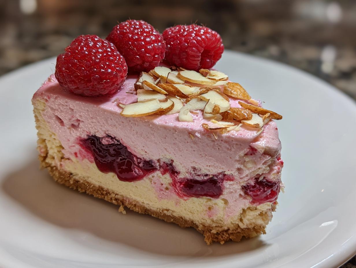 No-Bake Raspberry Almond Cheesecake: 5 Star Magic 4 No-Bake Raspberry Almond Cheesecake