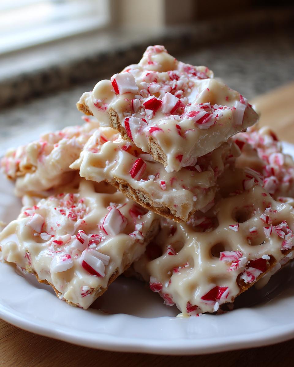Divine 3-Ingredient White Chocolate Peppermint Pretzel Crisps 5 White Chocolate Peppermint Pretzel Crisps2026 - detail 1